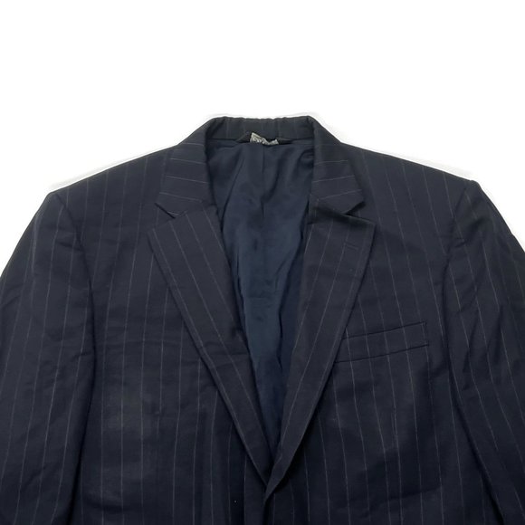 Jos A Bank Suit Jacket Mens 39R Wool Travelers Blue Striped - Picture 4 of 9